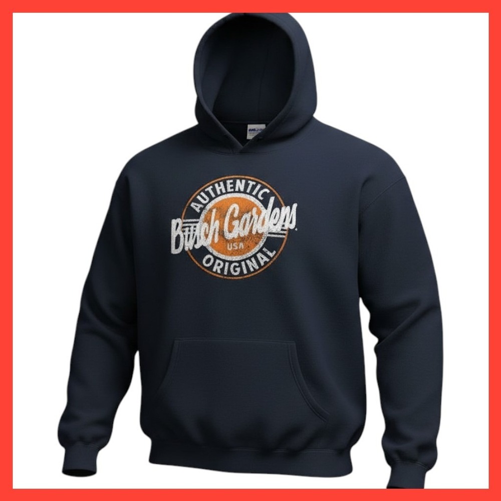 Busch Gardens Hoodie Mens 2XL Authentic Original Logo Pullover Sweatshirt